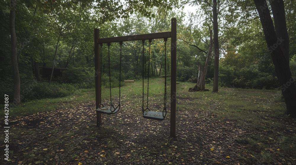 25. A haunted playground with rusty swings moving by themselves 25. A haunted playground with rusty swings moving by themselves