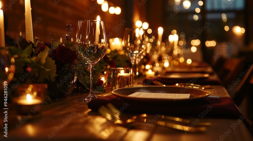 Wine glasses and appetizers on the bar table in a romantic and elegant theme dinner service menue guests candlelight Wine glasses and appetizers on the bar table in a romantic and elegant theme dinner service menue guests candlelight
