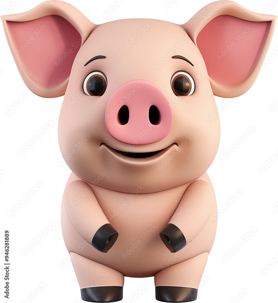 Obraz premium Cute 3D Cartoon Pig Icon