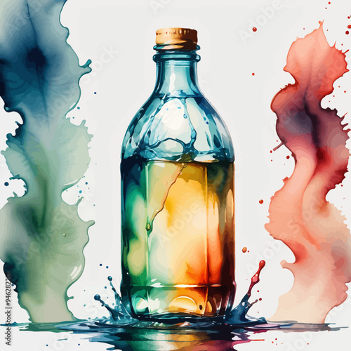 Bottle Ilustration Painting Background Very Cool