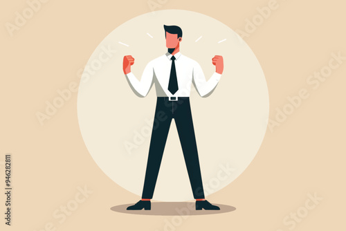 vigilance and enthusiasm for business, entrepreneurs stand with clasped hands, as a symbol of vigilance and enthusiasm for work