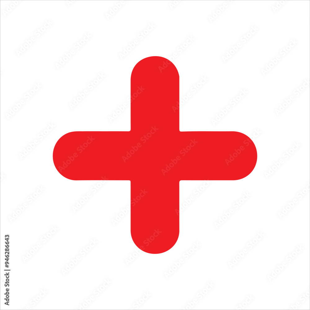 Obraz premium Red plus sign icon silhouette vector illustration design on white background.