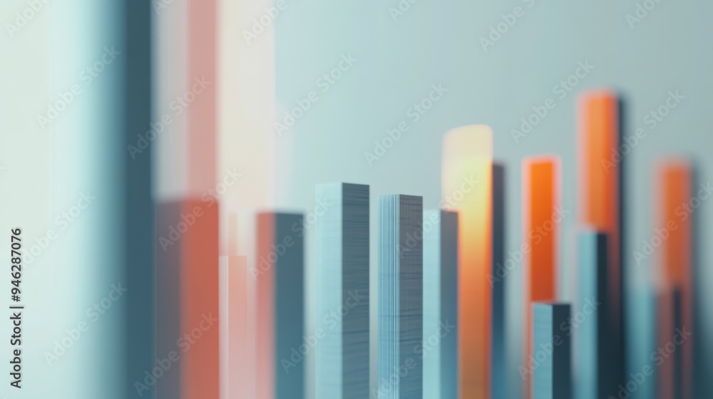 Obraz premium A detailed shot of a 3D stacked column chart representing various financial metrics, with clear labels and a white background, highlighting the depth and comparative data.