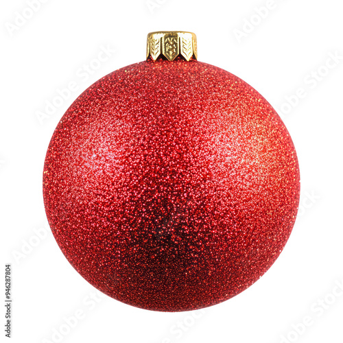 red christmas ball isolated on transparent background cutout photo