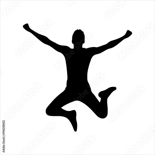 Boy celebrating silhouette vector illustration design on white background.