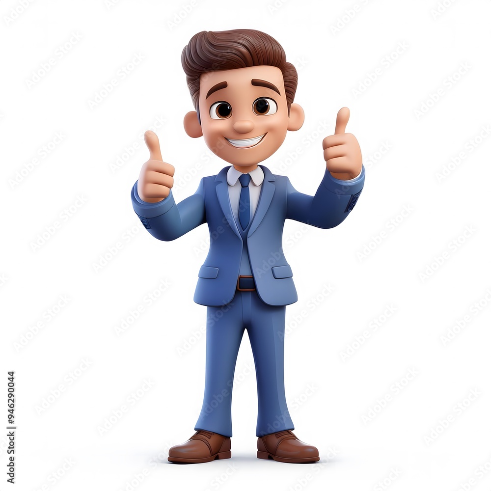successful businessman smiling and showing ok gesture in 3d cartoon style successful businessman smiling and showing ok gesture in 3d cartoon style