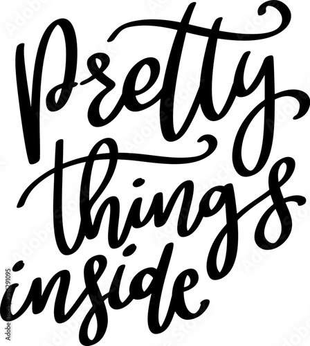 Pretty things inside. Hand Drawing lettering quote. Vector illustration