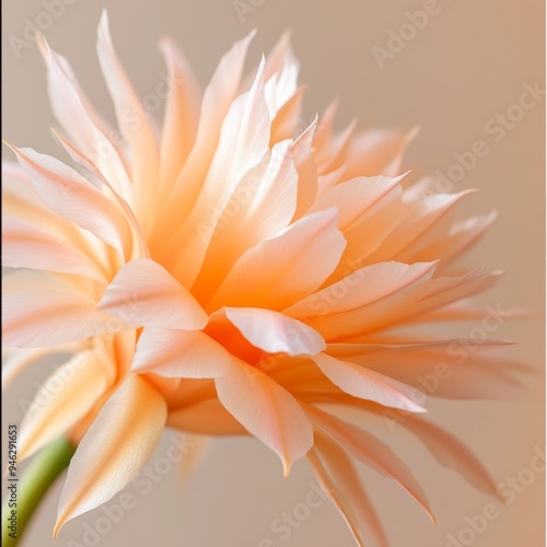 Vibrant Cactus Flower in Full Bloom - Close-Up with Delicate Petals on Neutral Background