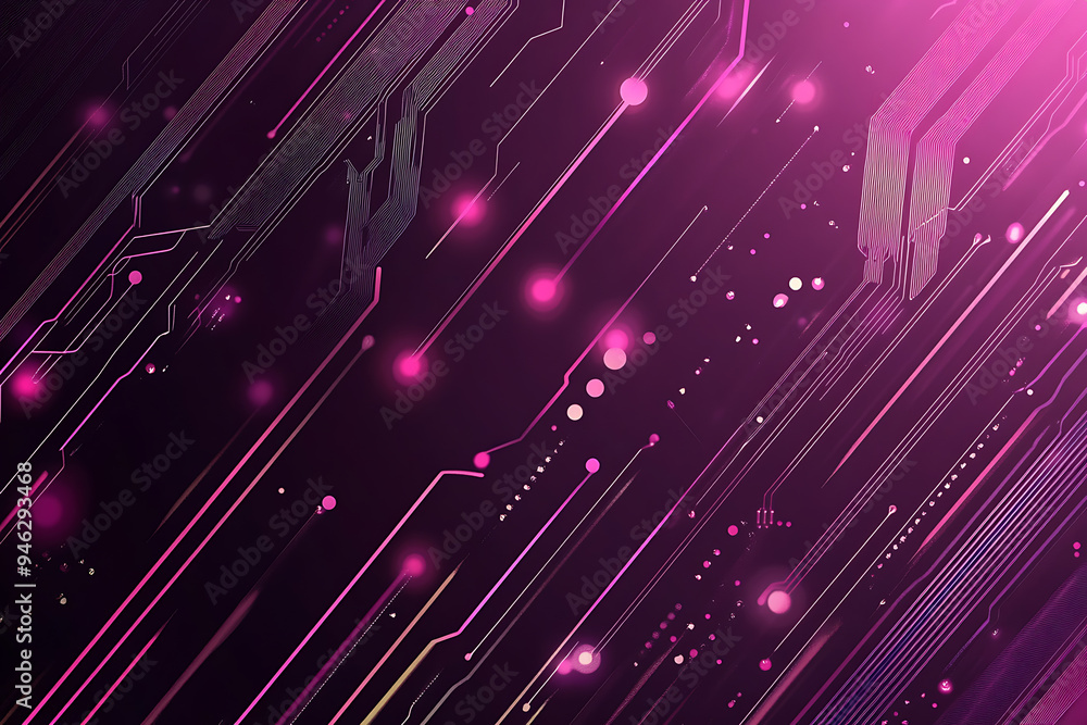 Abstract representation of a circuit board with glowing neon lines and geometric patterns against a dark background. The image evokes a high-tech, futuristic feel with ample copy space Abstract representation of a circuit board with glowing neon lines and geometric patterns against a dark background. The image evokes a high-tech, futuristic feel with ample copy space