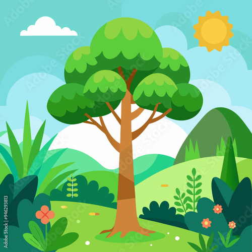 Green Tree and Plant Nature Background