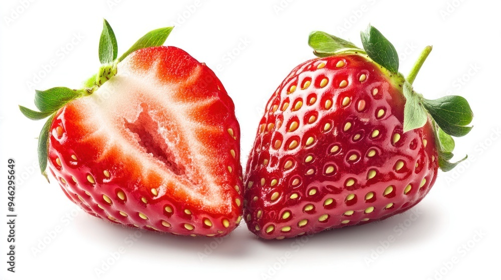 Two Fresh Red Strawberries on White Background Two Fresh Red Strawberries on White Background