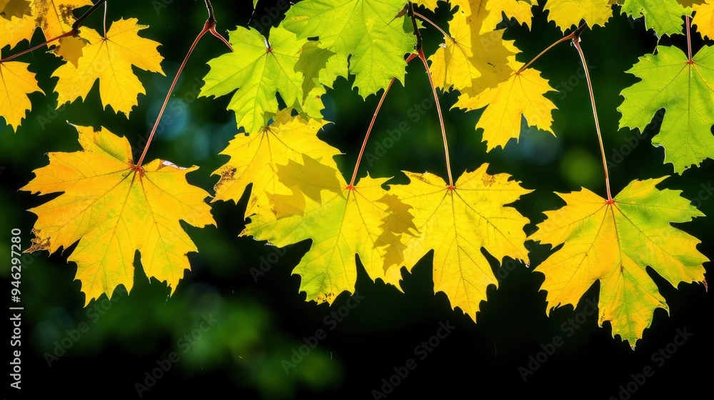 Autumn Maple Leaves Against a Dark Background Autumn Maple Leaves Against a Dark Background
