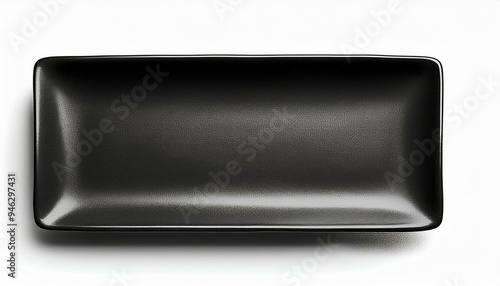 black stone empty rectangular, square dish isolated on white background.