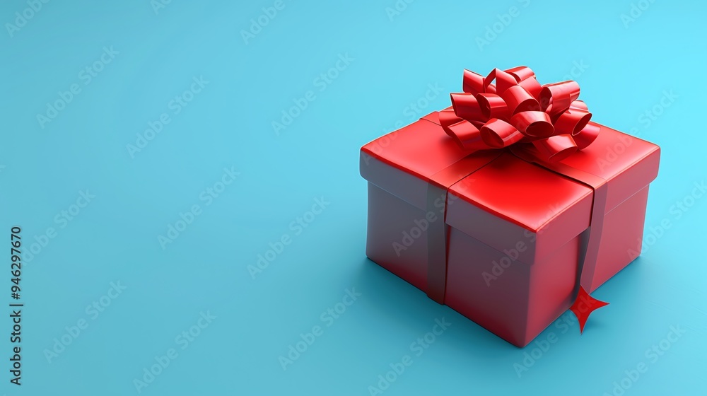 Red gift box isolated on a blue background Red gift box isolated on a blue background