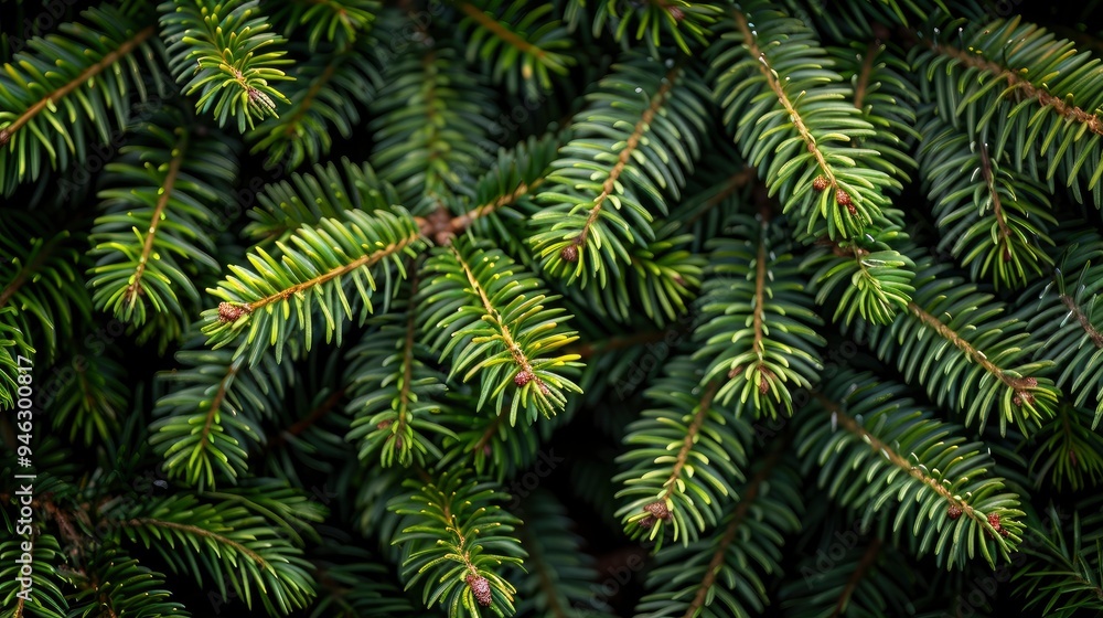 Lush Evergreen Fir Tree Branches Closeup Lush Evergreen Fir Tree Branches Closeup