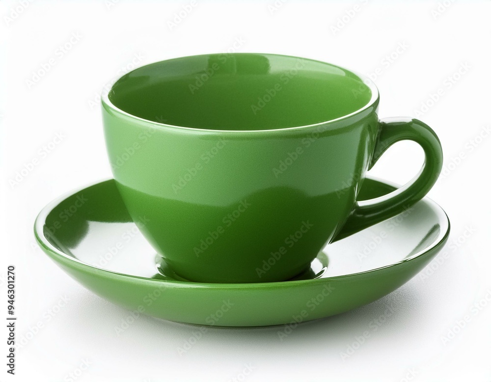 Green empty coffee cup isolated on white background Green empty coffee cup isolated on white background