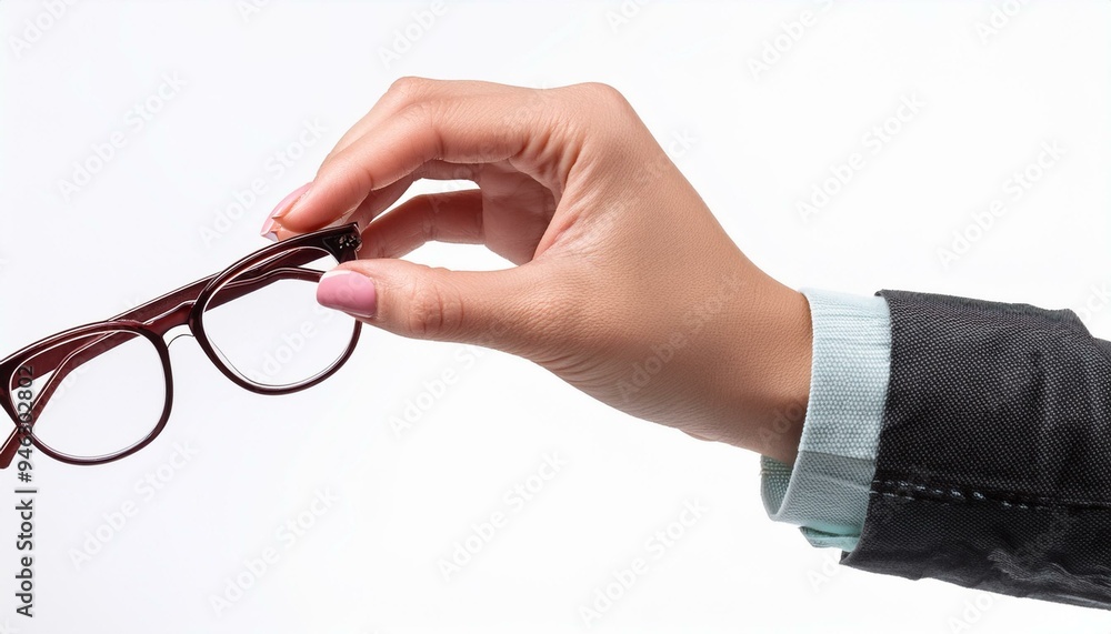 hand holding Eye Glasses Isolated on White background hand holding Eye Glasses Isolated on White background