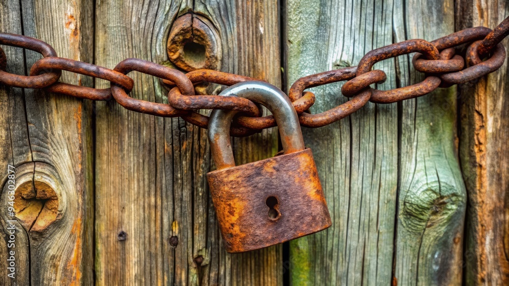 A worn, rusty padlock hangs from a broken chain on a worn, weathered wooden fence, symbolizing conflict and division over a disputed plot of land. A worn, rusty padlock hangs from a broken chain on a worn, weathered wooden fence, symbolizing conflict and division over a disputed plot of land.