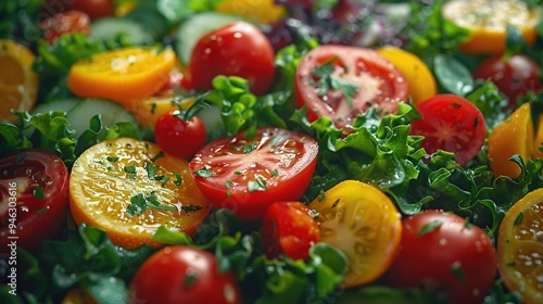 Fresh Salad with Tomatoes, Oranges, and Greens