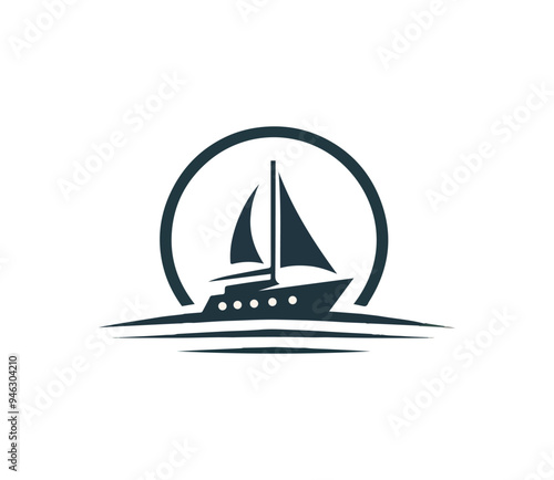 yacht logo vector illustration, sailboat logo vector illustration. boat, ship, sail logo template, Yacht club logo, Sailing cruise abstract logo, ship business icon, royal yacht club graphic design 