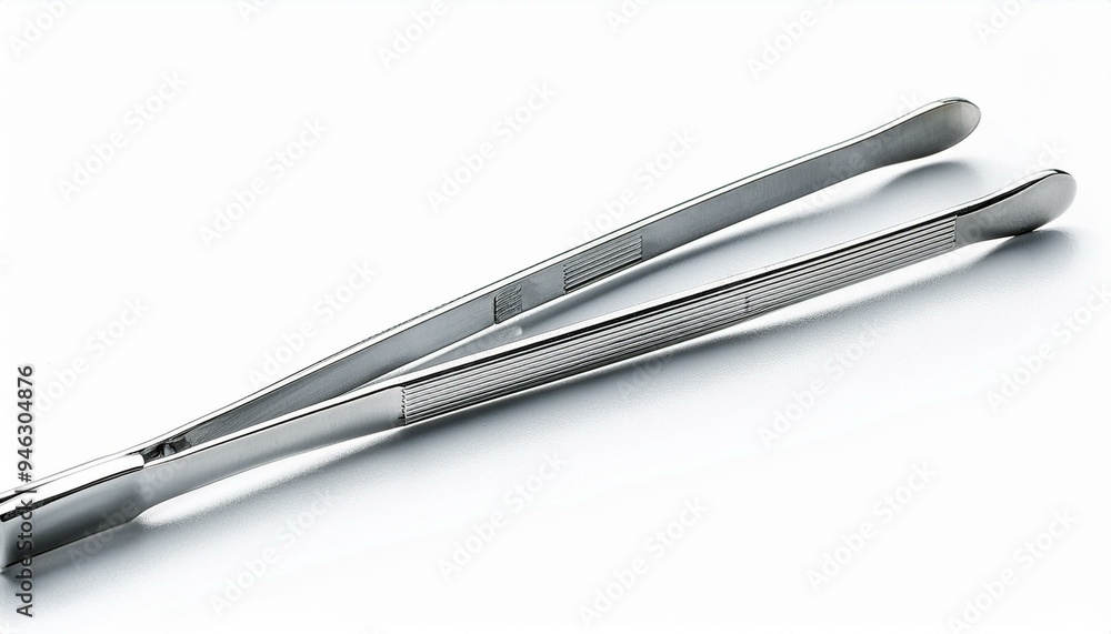 Medical forceps with curved ends isolated on white background Medical forceps with curved ends isolated on white background