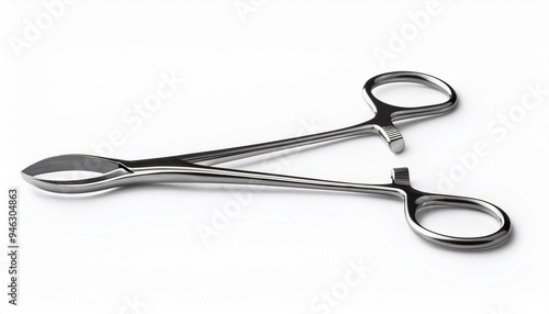 Medical forceps with curved ends isolated on white background