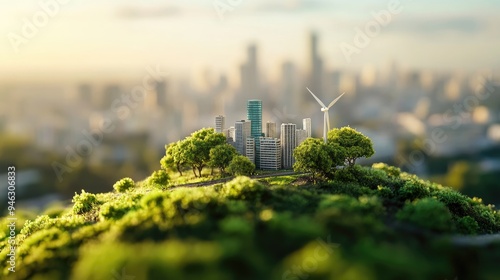 Conceptual image illustrating ESG principles with a focus on green energy and sustainable industry practices, set against a clean, modern backdrop