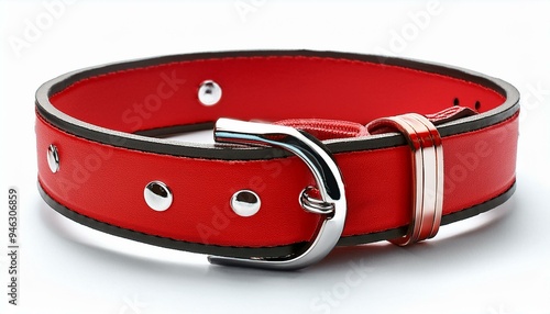 Red of dog collar isolated on a white background photo