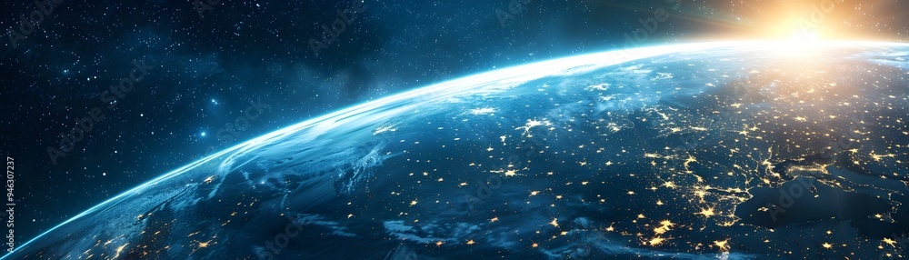Fototapeta premium Futuristic Digital Globe Blending Nature and Technology Concept of Planet Earth