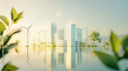 Conceptual image illustrating ESG principles with a focus on green energy and sustainable industry practices, set against a clean, modern backdrop