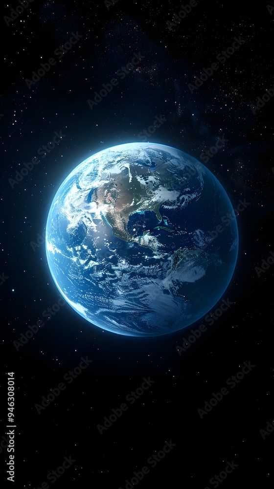 Obraz premium Glowing Earth Crystal Radiating Light and Energy into Infinite Space