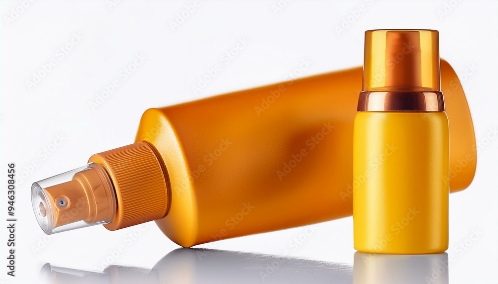 Sunscreen spray bottle isolated on white background. Sunscreen spray bottle isolated on white background.