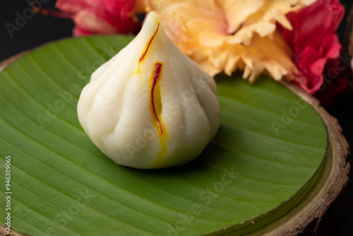 Steamed Modak, white modak, ukdiche modak made from rice flour and coconut jaggery filling. Modak is a traditional Indian sweet made during Ganesh Utsav