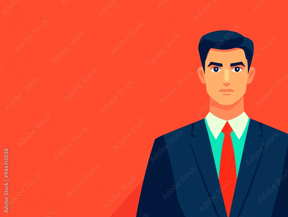 Portrait of a serious businessman in a suit against a red background. Portrait of a serious businessman in a suit against a red background.