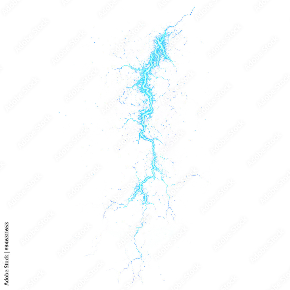 Blue lightning, abstract energy and electrical, isolated on transparent png background Blue lightning, abstract energy and electrical, isolated on transparent png background