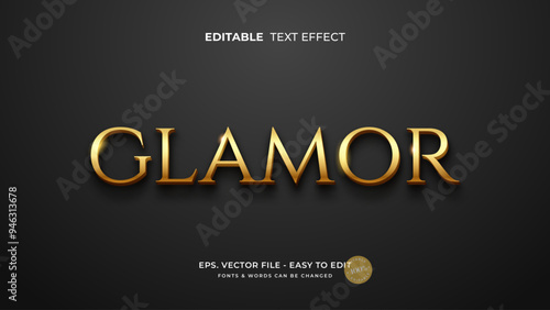 Luxury gold editable text effect, glamor text style