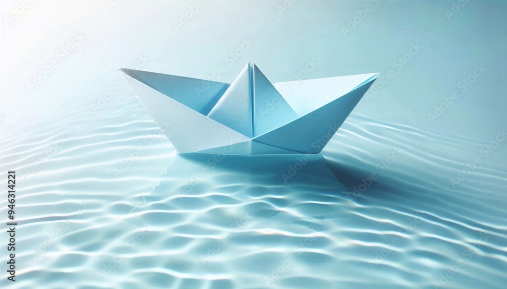 A paper boat floats on calm water under soft light, evoking peace and simplicity. A paper boat floats on calm water under soft light, evoking peace and simplicity.