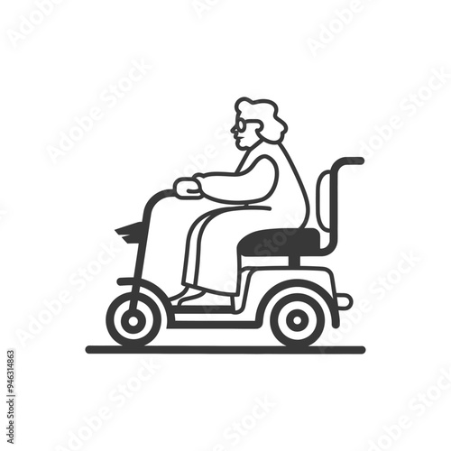 Elderly Woman Riding a Mobility Scooter