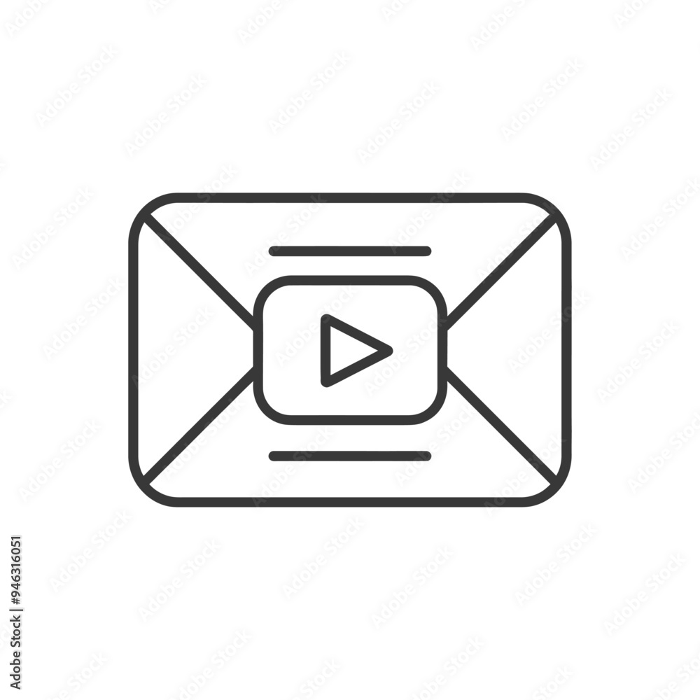 Envelope Icon with Play Button Inside Envelope Icon with Play Button Inside