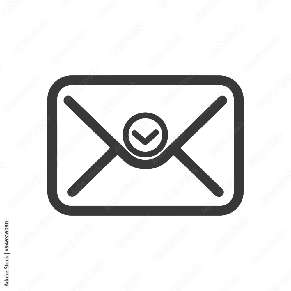 Envelope Icon with a Checkmark Inside a Circle Envelope Icon with a Checkmark Inside a Circle