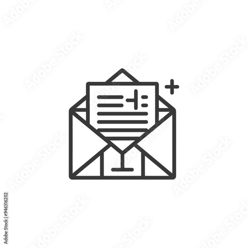 Envelope with Open Letter Containing Plus Sign