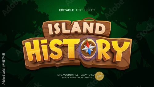 Adventure game editable text effect - island history text style