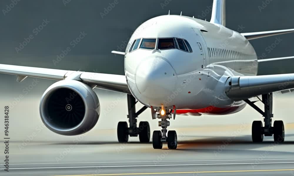 Detailed close-up of an airplane nose and jet engine on a grey background Detailed close-up of an airplane nose and jet engine on a grey background