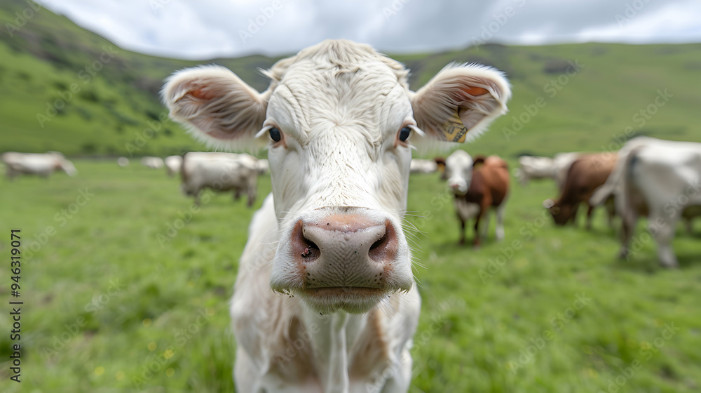 Herd Cattle Grazing Lush Green Field Herd Cattle Grazing Lush Green Field