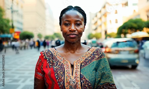 Mozambican Woman in the Heart of Urban Crowds