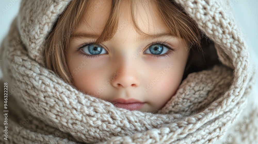 Portrait of a Little Girl Wrapped in a Warm Knit Scarf Portrait of a Little Girl Wrapped in a Warm Knit Scarf