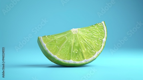 Slice of lime isolated on a blue background photo