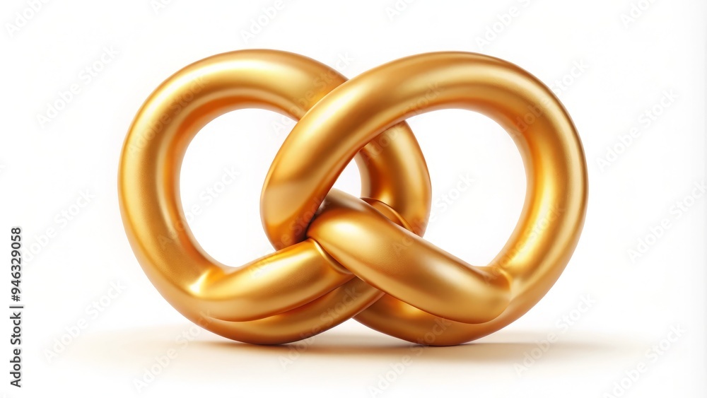 Golden twisted pretzel isolated on white background, rendered in a minimalist 3D vector design with clean lines and subtle shading, perfect for snack or food themes. Golden twisted pretzel isolated on white background, rendered in a minimalist 3D vector design with clean lines and subtle shading, perfect for snack or food themes.
