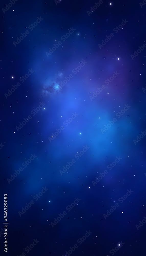 Fototapeta premium Cosmic-themed background with deep blue and purple hues, sprinkled with tiny, sparkling stars. The galaxy effect creates a sense of mystery and wonder, ideal for futuristic designs