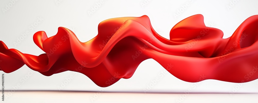 Abstract red fabric flowing gracefully on white background. Abstract red fabric flowing gracefully on white background.